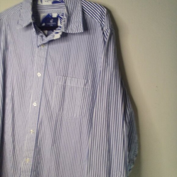 Caribbean Joe Shirt Men XL Button Up Long Sleeve Nautical Stripe Blue White - Picture 7 of 15